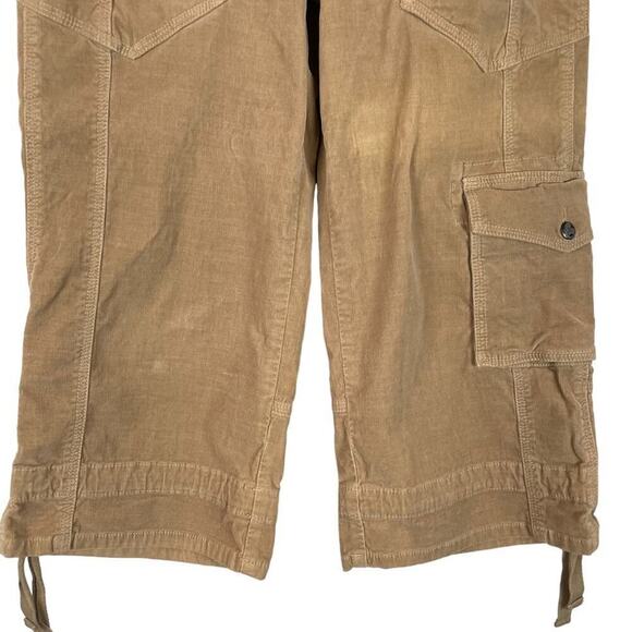 Vintage 90s Y2K Candies brown low rise corduroy cropped cargo pants button fly - Picture 3 of 9